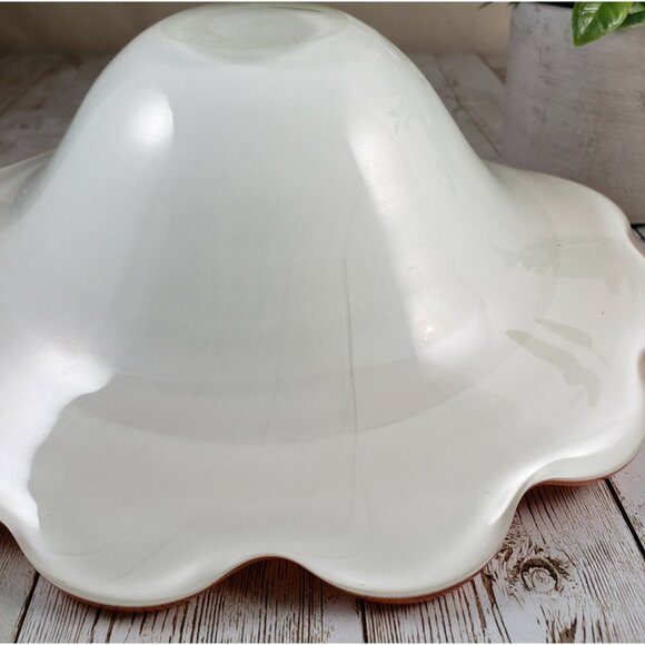 Orange Cased Art Glass Bowl Flower Petal Design Scalloped Edge Folded 9? Ashtray - Picture 6 of 6